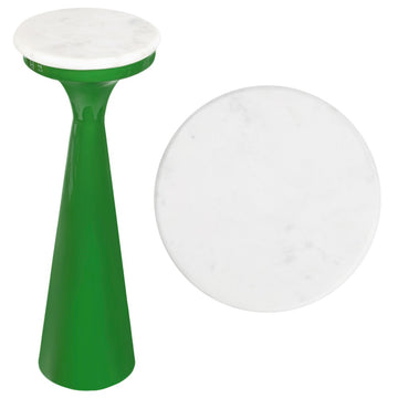 Oliver 22.25" Mid-Century Glam Retro Metal Drink Table with Marble Top